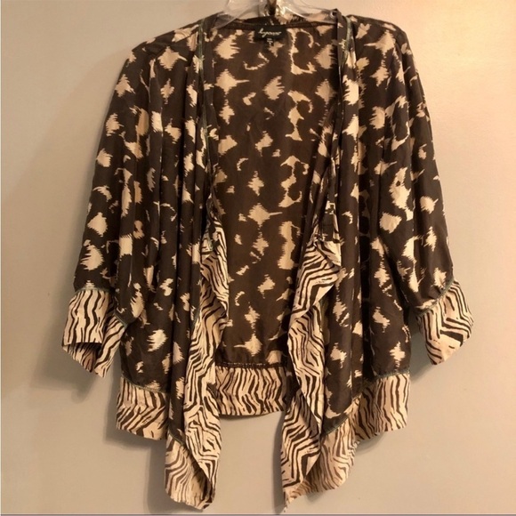 Lynn Ritchie 100% Silk Animal Print Ikat Cardigan Size Small - Picture 9 of 10